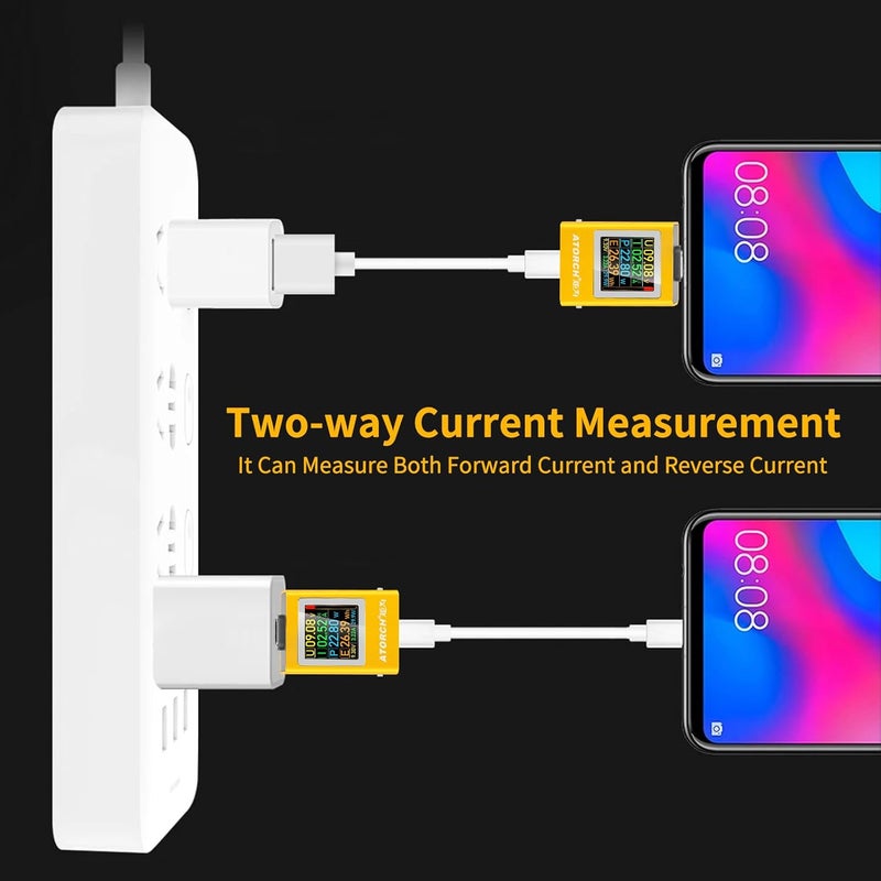 MakerHawk USB C Power Meter USB C Tester, USB Multimeter 4.5-50V 0-12A Two-Way Measurement Gravity Sensor Voltage Current Capacity Amp Volt Voltmeter Ammeter Digital Tester for Chargers Power Bank Cable Gold - Image 3